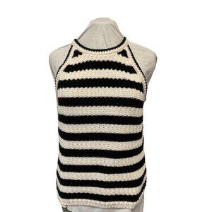 A New Day Black & White Stripe Knit Tank Top Sleeveless Lightweight Size L